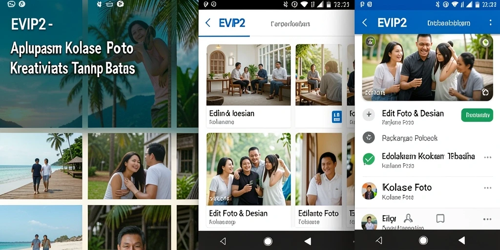 Tampilan antarmuka EVIP2 dengan alat Kolase Foto yang menarik dan mudah digunakan.