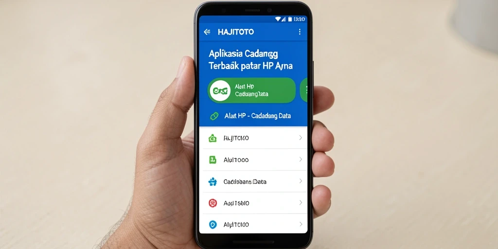 Antarmuka HAJITOTO menampilkan fitur-fitur cadangan data yang mudah digunakan.