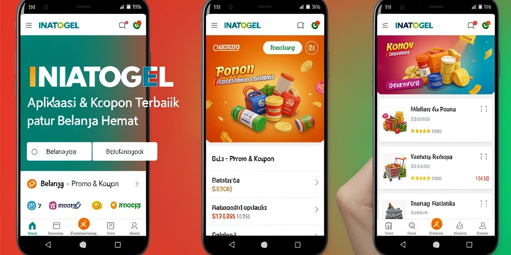 Antarmuka aplikasi INATOGEL dengan banyak pilihan promo dan kupon.