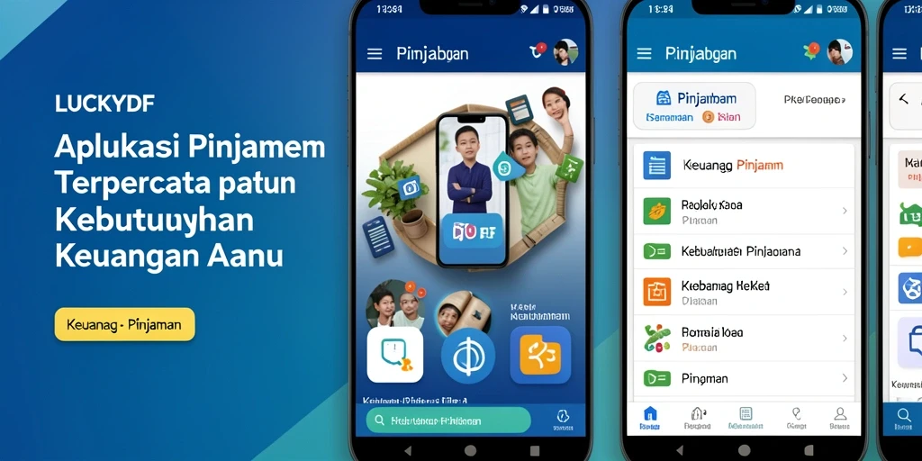 Tampilan antarmuka aplikasi LUCKYDF yang sederhana dan menarik untuk pinjaman.