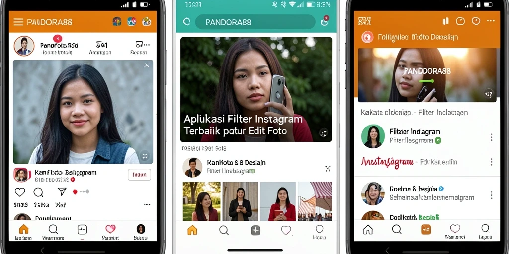 Antarmuka PANDORA88 dengan filter Instagram yang menarik.