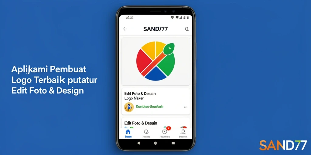 Antarmuka SAND77 yang sederhana dan intuitif untuk membuat logo.